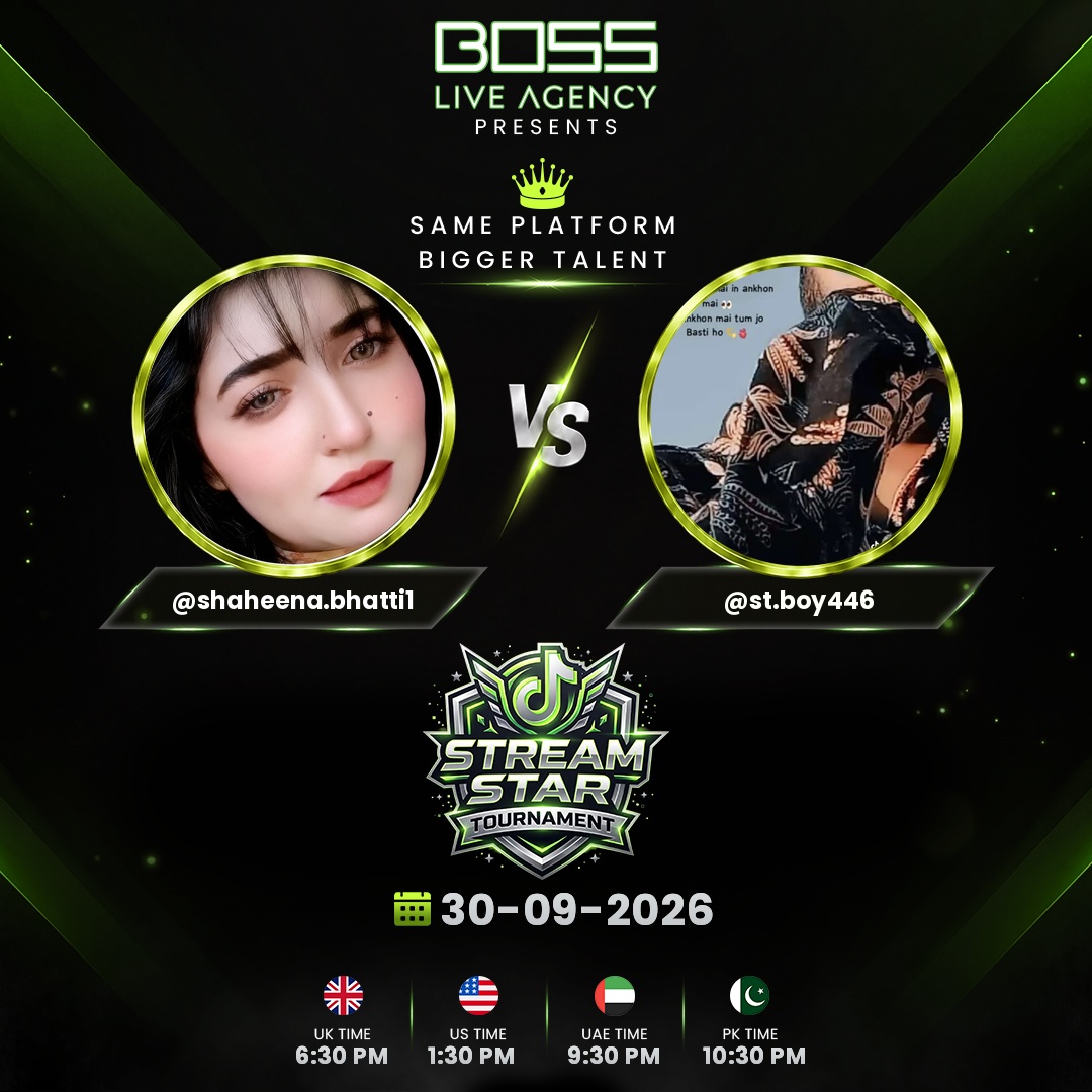 bossliveagency's tweet photo. ⚡ Round two of the night! STREAM STAR TOURNAMENT keeps rolling ⚡
Presented by BOSS Live Agency
Closing 4 battles 🔥
PK: 10:00 PM – 11:30 PM
UK: 6:00 PM – 7:30 PM
US: 1:00 PM – 2:30 PM
UAE: 9:00 PM – 10:30 PM
#StreamStarTournament #BossNaveed #LiveBattle https://t.co/PQ5ZgcyrXo