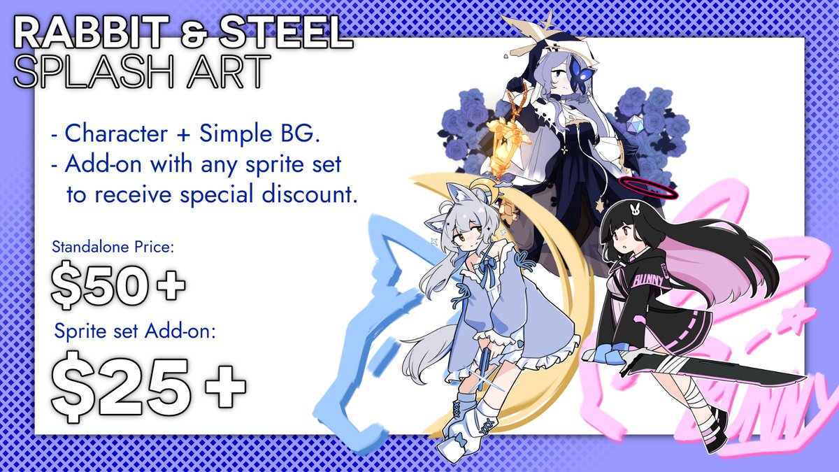 xen0moonz_101's tweet photo. hey have you heard of the co-op mmo boss raid style boss rush roguelite game called rabbit &amp; steel, and did you know that it features rabbits, rabbits, and did i mention rabbits?

well would you like your own character in it, instead?
(with a cool splash art too?)

DM for info https://t.co/Cgc4F2YWrB