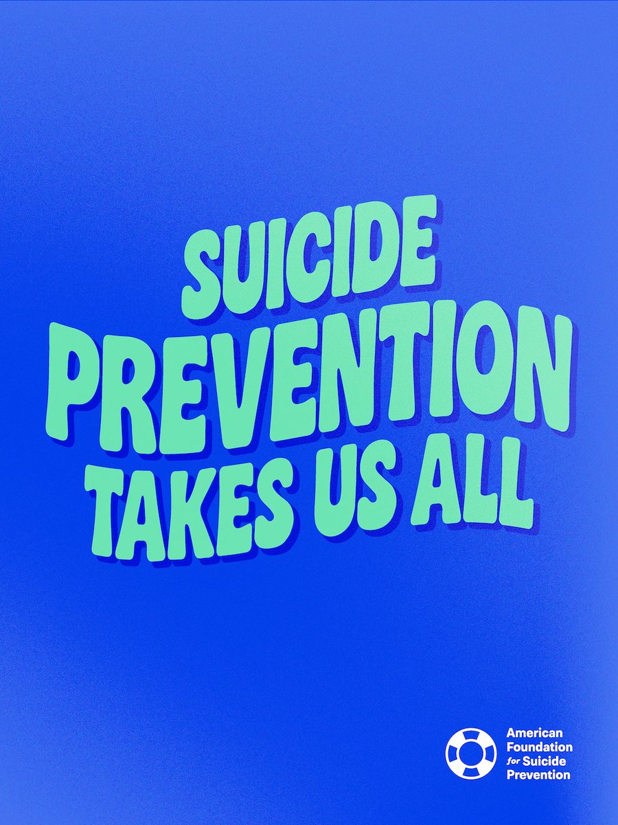 afspnational's tweet photo. Suicide prevention takes us all, today, and every single day. 💙

As #NationalSuicidePreventionMonth comes to an end, our goal to support one another, raise awareness, and save lives continues 365 days a year!

Together, we can create a world where no one feels alone. https://t.co/SK4dQ75Hbj