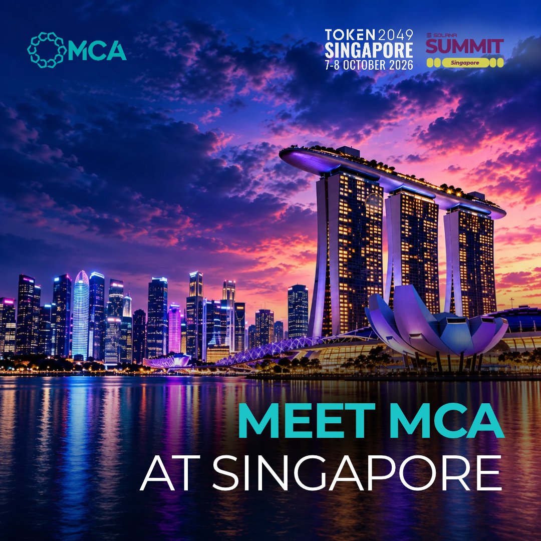 Multichain's tweet photo. MCA is heading to Singapore for #TOKEN2049 and #SolanaSummit 🇸🇬

As the industry becomes more institutional, the conversations are increasingly centered on capital, liquidity, distribution, partnerships, and market positioning.

Representing MCA in Singapore: @CryptoApe, @Northernapez & @mrunique

We’ll be on the ground for the week, connecting with founders, investors, operators, and ecosystem teams including @solana, @SuperteamAU and @SuperteamSG.

Heading to Singapore too? Let’s connect!