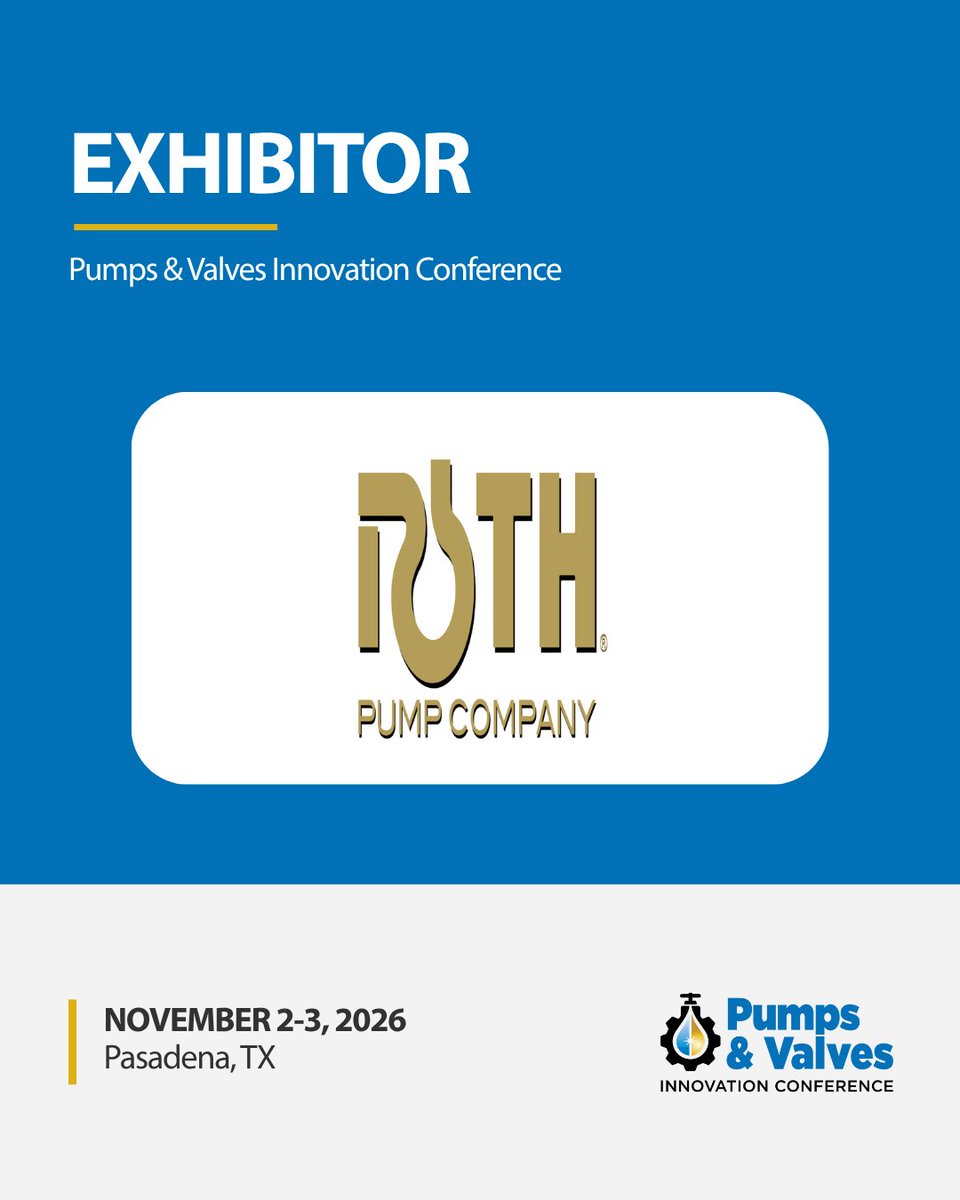 EmpoweringPumps's tweet photo. @ROTHPUMP is bringing decades of pump expertise to PVIC 2026 as an exhibitor!
Stop by the Roth Pump Company booth and connect with their team at PVIC 2026!
Learn more: https://t.co/oFEIjxBimm
#PVIC2026 #PumpsAndValves #PumpSystems #FlowControl #IndustrialReliability https://t.co/kr94Sk1FEy
