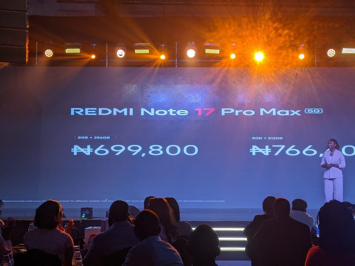 Toluwanimi07's tweet photo. @XiaomiNigeria Finally
The wait is over! The REDMI Note 17 Series has officially been priced for Nigeria 🇳🇬
REDMI Note 17 Series officially revealed.
@XiaomiNigeria
#REDMINote17Series #REDMI #XiaomiFansNigeria #XiaomiFansAtLaunch https://t.co/BzMtquRgHL