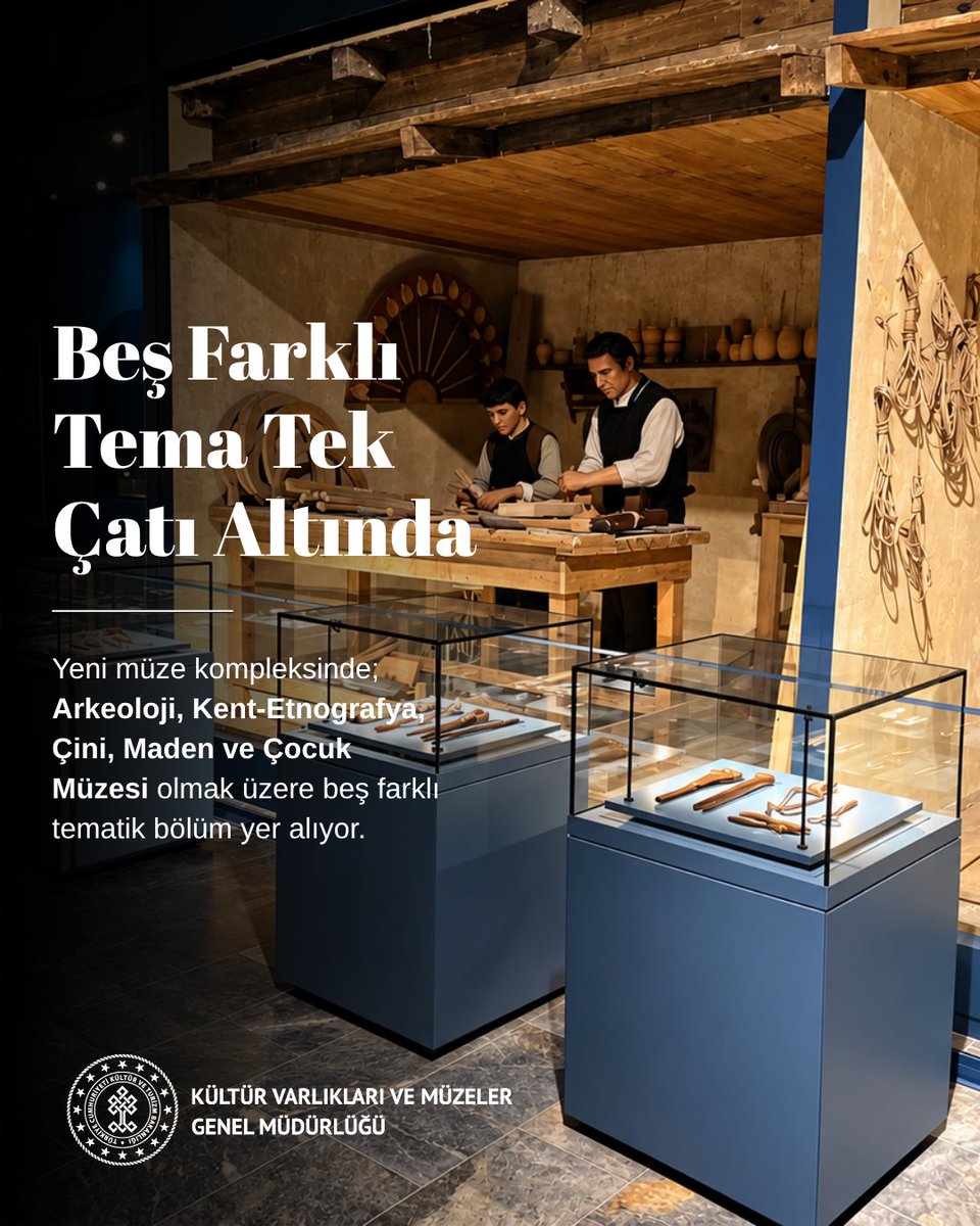 kvmgm's tweet photo. Yeni Kütahya Müzesi kapılarını ziyarete açtı!🏛️

Kültür ve Turizm Bakanımız Sayın @MehmetNuriErsoy ’un katılımlarıyla açılışı gerçekleştirilen müze; tarih öncesi dönemlerden Hitit, Frig, Roma, Bizans ve Selçuklu'ya kadar uzanan köklü bir hafızayı çağdaş müzecilik vizyonuyla geleceğe taşıyor. 

Arkeoloji, Kent-Etnografya, Çini, Maden ve Çocuk Müzesi olmak üzere beş farklı tematik bölümden oluşan komplekste; Seyitömer Höyük ve "Geleceğe Miras Projesi" kapsamındaki Aizanoi Antik Kenti kazılarından çıkarılan arkeolojik eserlerin yanı sıra Osmanlı ve Erken Cumhuriyet Dönemi etnografik eserleri ile Selçuklu'dan günümüze uzanan Kütahya çiniciliğinin seçkin örnekleri de sergileniyor. 

Sadece bir sergi alanı değil; eğitim, etkinlik ve kültür ortamı olarak da hizmet veren yeni Kütahya Müzesi ziyaretçilerini bekliyor. 

#KütahyaMüzesi #Kütahya #KVMGM #GeleceğeMiras #KültürelMiras