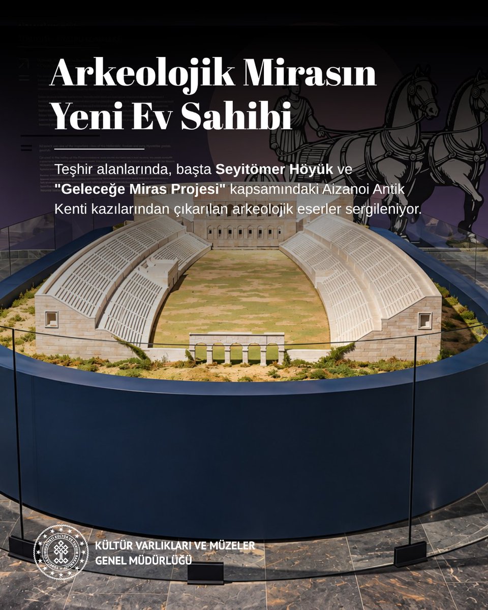 kvmgm's tweet photo. Yeni Kütahya Müzesi kapılarını ziyarete açtı!🏛️

Kültür ve Turizm Bakanımız Sayın @MehmetNuriErsoy ’un katılımlarıyla açılışı gerçekleştirilen müze; tarih öncesi dönemlerden Hitit, Frig, Roma, Bizans ve Selçuklu'ya kadar uzanan köklü bir hafızayı çağdaş müzecilik vizyonuyla geleceğe taşıyor. 

Arkeoloji, Kent-Etnografya, Çini, Maden ve Çocuk Müzesi olmak üzere beş farklı tematik bölümden oluşan komplekste; Seyitömer Höyük ve "Geleceğe Miras Projesi" kapsamındaki Aizanoi Antik Kenti kazılarından çıkarılan arkeolojik eserlerin yanı sıra Osmanlı ve Erken Cumhuriyet Dönemi etnografik eserleri ile Selçuklu'dan günümüze uzanan Kütahya çiniciliğinin seçkin örnekleri de sergileniyor. 

Sadece bir sergi alanı değil; eğitim, etkinlik ve kültür ortamı olarak da hizmet veren yeni Kütahya Müzesi ziyaretçilerini bekliyor. 

#KütahyaMüzesi #Kütahya #KVMGM #GeleceğeMiras #KültürelMiras