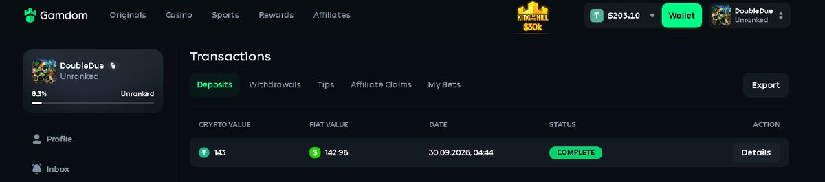 DoubleDue77's tweet photo. @SirGamby Did my first ever deposit today! and played some sports bet

Gamdom: DoubleDue 

Bless me more gambyy! I'll roll it more 

We are so reaaady 💚💚💚💚 https://t.co/JpYhgKvKlf