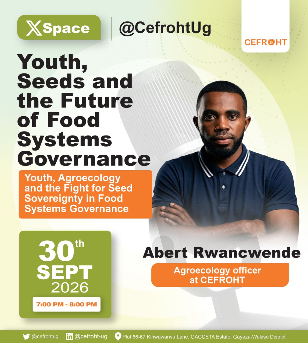 TomWodeya's tweet photo. As youth we are told "go into agriculture" And seed is getting gets locked behind costs, by commercial foreign breeders
Live today 7–9PM EAT: https://t.co/MGaHWqLqaG
@CefrohtUg
#cefrohtUG #Indigenousseed #EACAgroecologyBill #youthinagroecoly https://t.co/EZtZPQNxrJ