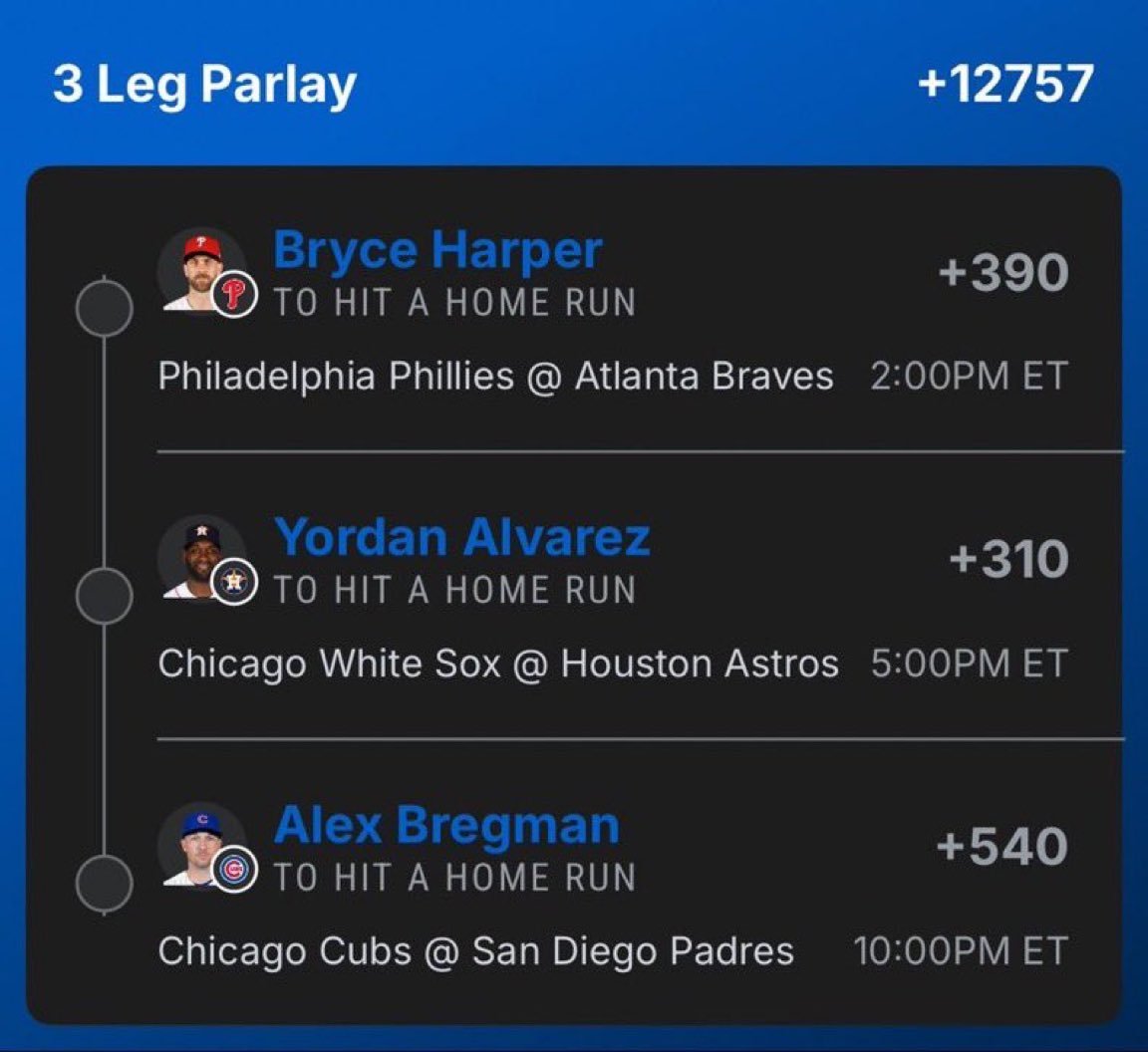 theQueenbook5's tweet photo. 🔥HOME RUN HITTERS🔥
@Playbook (link to tail in comments 🔗)
#MLB #Baseball #SportsBetting #HomeRun #Parlay #GamblingX #BettingCommunity #MLBTwitter @Playbook https://t.co/dfrQIY1Pg3