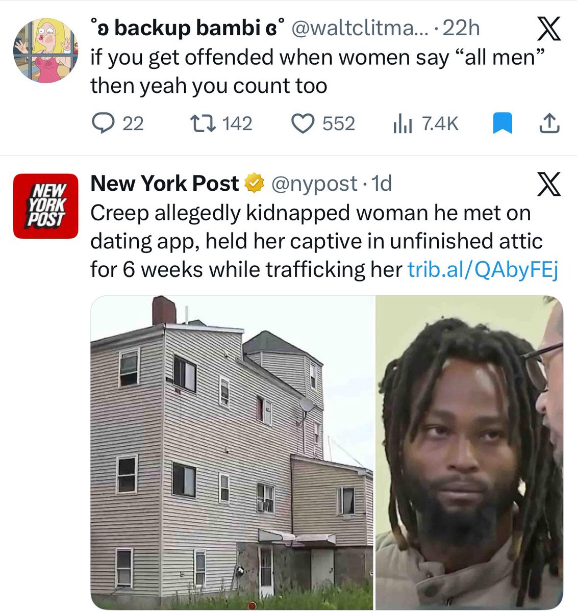 memeticsisyphus's tweet photo. The real version of these college rape stories happens every day. But the people involved aren’t normal avg middle class people, they’re the bottom quintile doing bottom quintile stuff. These college stories catch fire because there’s a large amount of women who think it’s “all men.” But if they point to the real cases unfortunate patterns start to arise. It starts to look like it’s not all men, but certain types of men… The college cases let them celebrate that they were right. They’re willing to go along with the most outrageous lies because it validates a deep bigotry and hatred they have. That’s why everyone knows who mattress girl is, but not who this woman is.