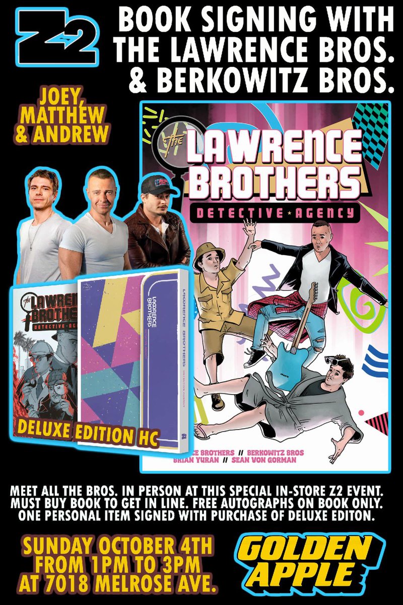 GAppleComics's tweet photo. Meet the Bros. This Sunday at 1pm at the @Z2comics book signing for Lawrence Brothers Detective Agency HC only at @GAppleComics 7018 Melrose Ave in Hollywood https://t.co/ZJqDbBPY8D