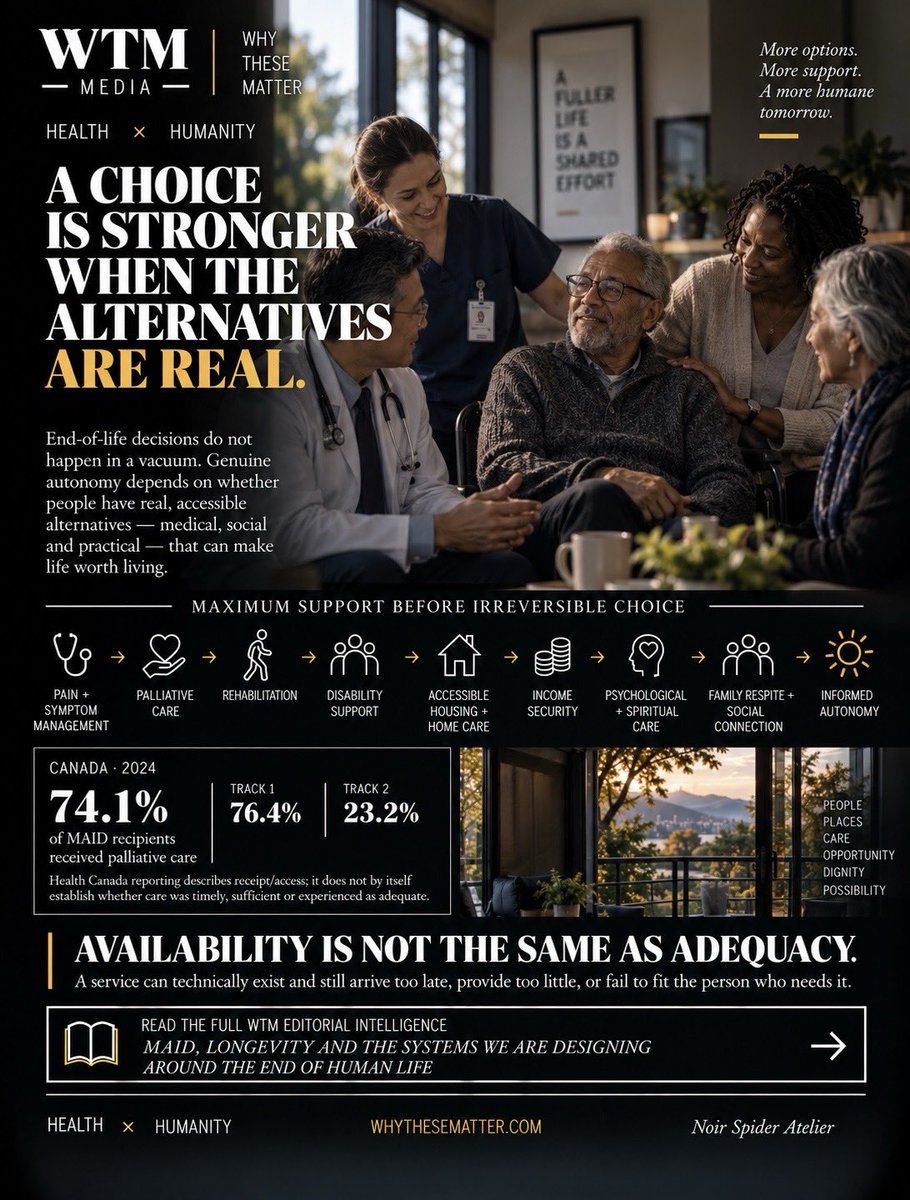 whythesematter's tweet photo. Medicine can add years. But autonomy at life’s end also depends on care, dignity, support and real alternatives. The deeper question is what society builds around irreversible choice.

Read the full WTM Editorial Intelligence.
https://t.co/JG2uLXURuh https://t.co/PNl2U6wBKC