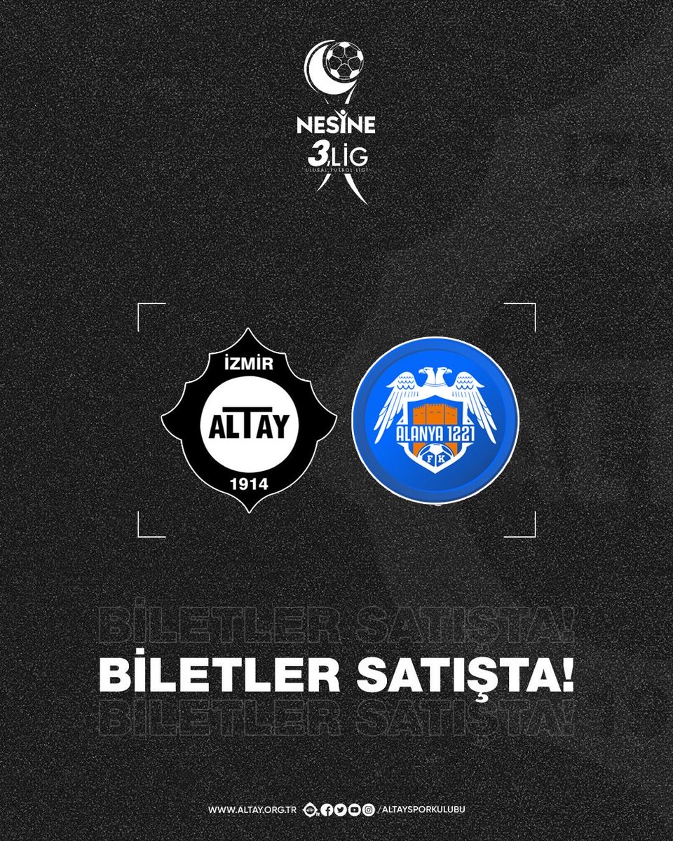 AltaySporKulubu's tweet photo. Nesine 3. Ligin 5. Haftasında Cumartesi günü evimiz Alsancak Mustafa Denizli Stadı’nda oynayacağımız Alanya 1221 FK karşılaşmasının biletleri https://t.co/Hbo8swG33E sistemi üzerinden satışa çıktı. Gişede sıra beklememeniz için biletinizi önceden Mobilet üzerinden satın almanızı öneririz.

📎 https://t.co/bgbmuccrrM

* Mobilet platformunda ücretsiz olarak üyelik oluşturarak Online olarak bilet satın alma işleminizi yapabilir ve mobilet mobil uygulamasında oluşacak Online biletiniz ile maça giriş yapılabilirsiniz.
* Kağıt bilet satın almak isteyen taraftarlarımız maç günü stadyum gişelerinden biletlerini alabilirler.
* Kadın taraftarlarımız maç günü stadyum gişelerinden indirimli Numaralı Tribün biletlerini satın alabilirler.