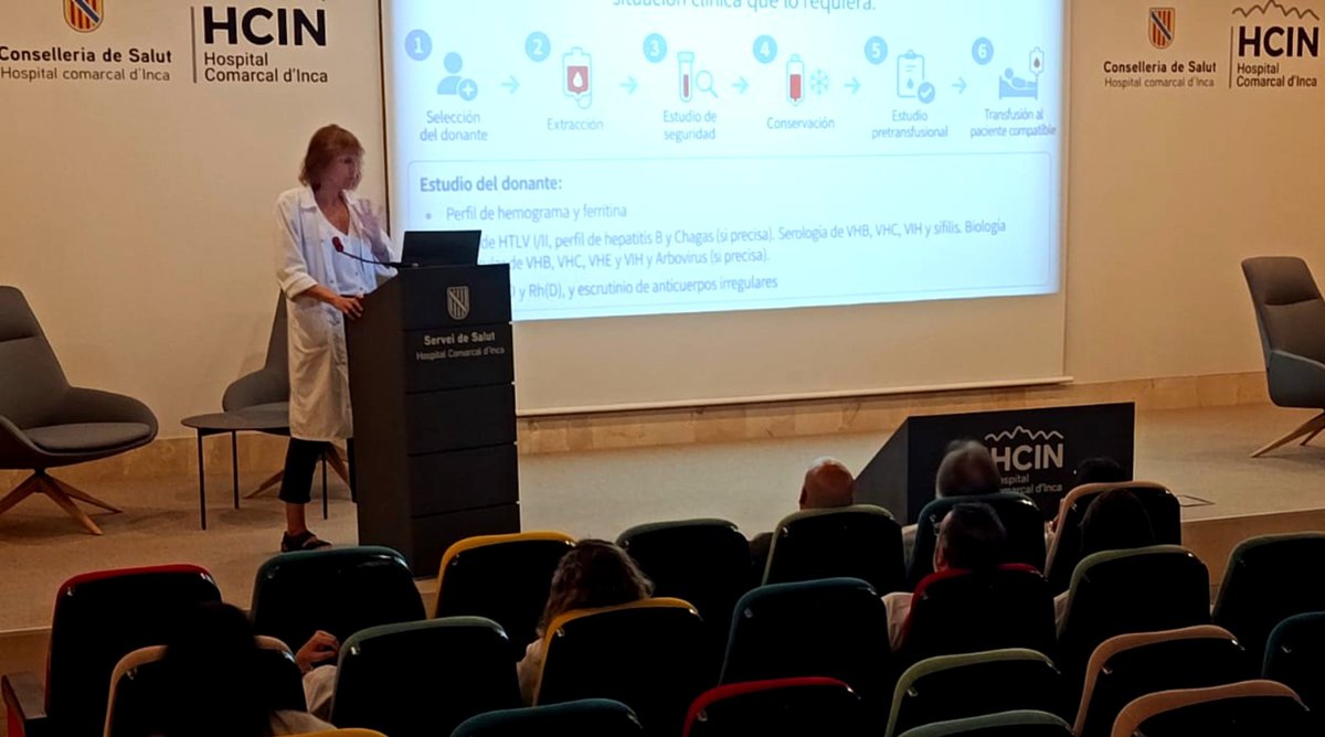 HospitaldeInca's tweet photo. 🏥 Avui, nova Sessió General a l'HCIN

"Protocol d'autotransfusió i hemorràgia massiva"

👩🏼‍⚕️ A càrrec de la Dra. Julia Domínguez, cap d' hematologia de l'Hospital d'Inca

@IBSalut_ @SalutGOIB @manuelaG_Romero @javiurenam @FerrerXisco https://t.co/swhlWvmnIu