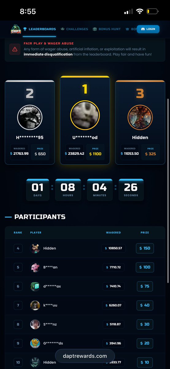 dapt_official's tweet photo. My $2,500 bi-weekly leaderboard ends in less than 2 days!

I added a $200 bounty on 7th place, so whoever ends in 7th actually wins $240 just for fun 🏄‍♂️ 

Much love fam thanks for using code Dapt on @gamba https://t.co/Z5AW39YKw1