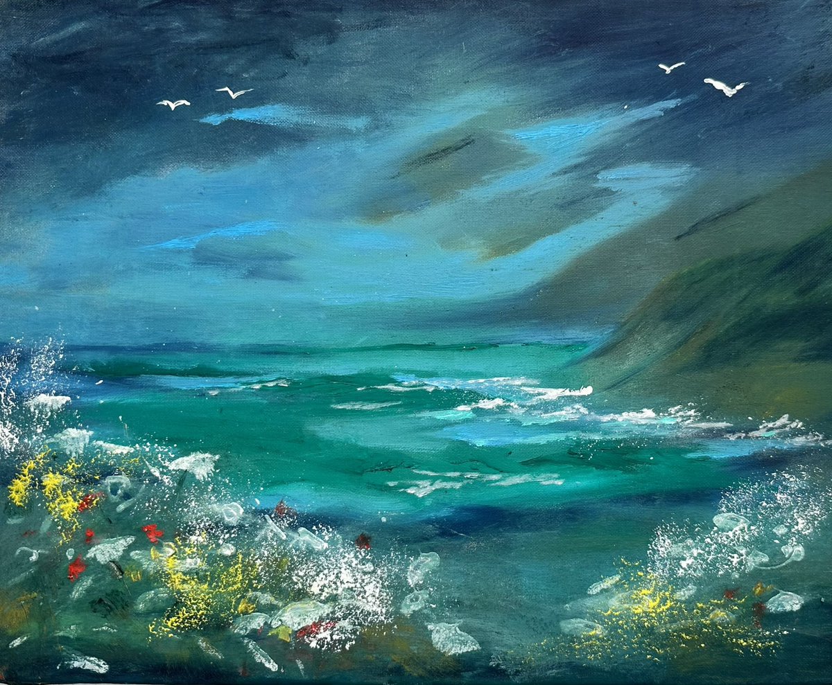 ArtInBrixham's tweet photo. #picoftheday Love the headland at BerryHead! #acrylic https://t.co/bfb3jl67fw