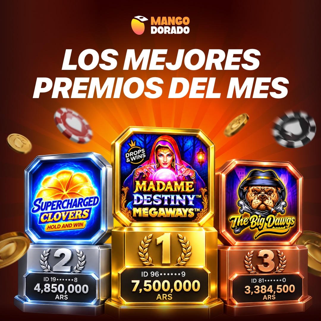 mangodorado_'s tweet photo. 🏆 LOS MEJORES #PREMIOS DEL MES
https://t.co/Fa52j8dWsM

🥇 Madame #Destiny Megaways: 7,500,000 ARS
🥈 Supercharged #Clovers: 4,850,000 ARS
🥉 The Big Dawgs: 3,384,500 ARS

¡Felicitaciones, campeones! 🥭🔥
¿Quién se sube al podio en octubre? 👀 https://t.co/pbhc50yrer