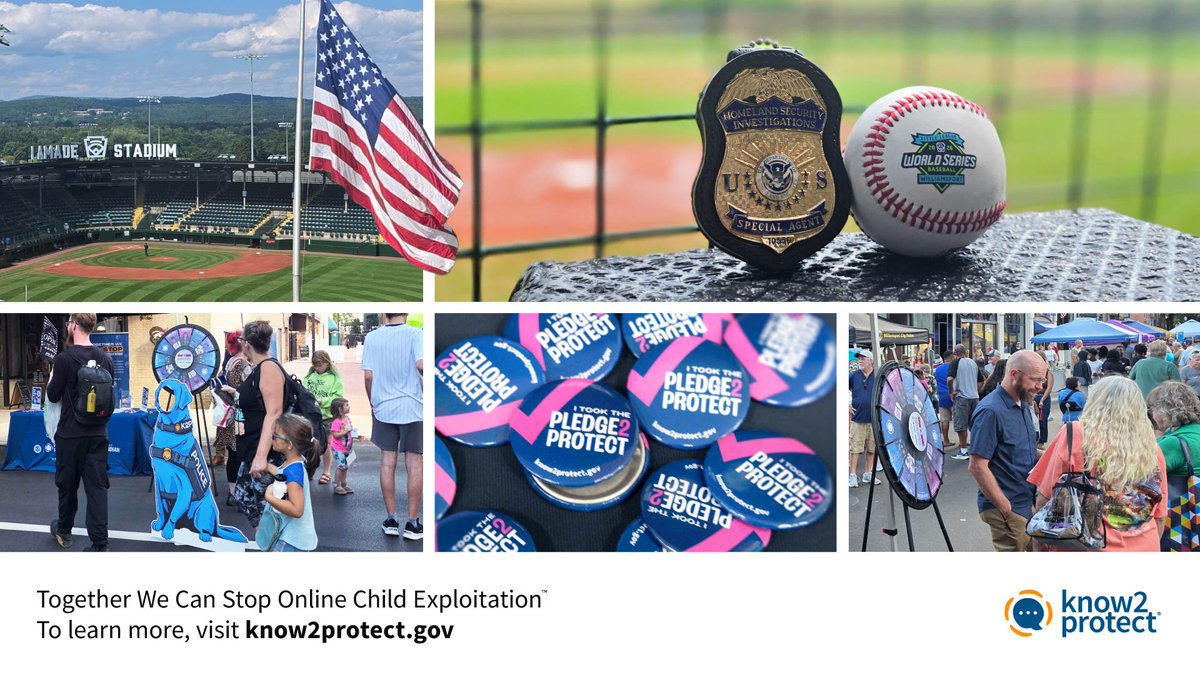 Know2Protect's tweet photo. Thank you to our signed Partner, @LittleLeague, for hosting Know2Protect at Williamsport Welcomes the World! ⚾

We enjoyed connecting with players, coaches, families and fans who took the #Pledge2Protect and unveiled an exclusive K2P trading pin, reminding everyone to take action and build safer online habits together!

#LittleLeague #TradingPins #PinTrading #Know2Protect
