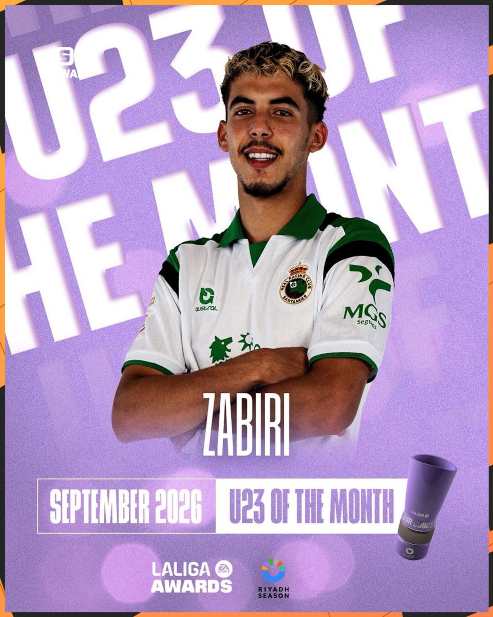 LigaFootbal's tweet photo. 🚨 OFFICIEL : Yassir Zabiri est élu Joueur U23 du mois de septembre en LALIGA EA SPORTS ! 🏆💚🔥

#LALIGAEASPORTS. https://t.co/d6wYknEC3x