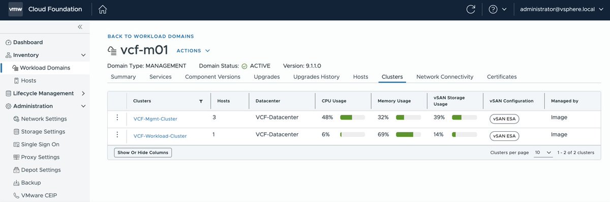 lamw's tweet photo. [🆕] - VCF 9.1.1 - Single ESX Host for VCF Fleet, VCF Workload Domain or VCF Cluster https://t.co/GOuN8drsJV

👇 Non-Prod ofc 😅

Single Host VCF Fleet ✅
Single Host VCF Instance ✅
Single Host VCF Workload Domain ✅
Single Host VCF Cluster ✅

#VCF91 #VCF911 https://t.co/tv43GsV8BY