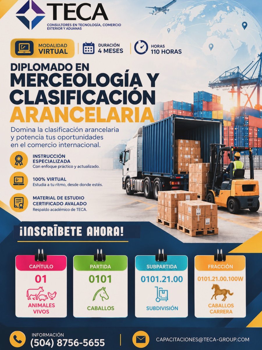 teca_grupo's tweet photo. 𝙳𝚒𝚙𝚕𝚘𝚖𝚊𝚍𝚘 𝚎𝚗 𝙼𝚎𝚛𝚌𝚎𝚘𝚕𝚘𝚐í𝚊 𝚢 𝙲𝚕𝚊𝚜𝚒𝚏𝚒𝚌𝚊𝚌𝚒ó𝚗 𝙰𝚛𝚊𝚗𝚌𝚎𝚕𝚊𝚛𝚒𝚊. 🚢✈️📦​🛂​
✔️110 horas 
📱Consultas: https://t.co/1tEDCLigFu

Inscripción ➡️   https://t.co/CJwv4u1Rje

#Diplomado #Merceología #ClasificaciónArancelaria #GrupoTeca #TECA https://t.co/0GsPa4MX5t