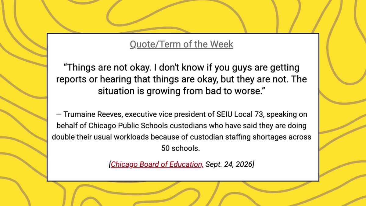 CHIdocumenters's tweet photo. Coming at you from the #Newswire: 🧐 What happens when schools aren’t clean? Plus, Board of Education elections begin ⬇️
https://t.co/61iFTehpBA https://t.co/CzRN8UKdmM