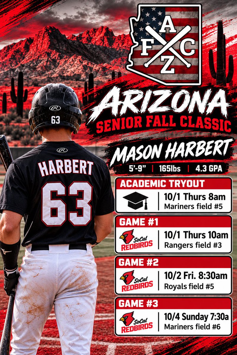 MasonHarbert08's tweet photo. Going to be in Arizona this weekend for the Senior Fall Classic. 

#2027
#uncommitted
#MIF
@prepsrecruit
@PRCoachBrim https://t.co/kV9UM8nW7t