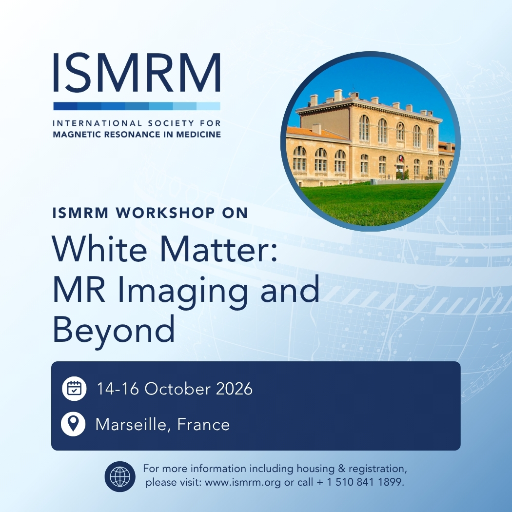ISMRM's tweet photo. WORKSHOP WEDNESDAY: Join us for the FINAL ISMRM Workshop of 2026!
Learn more & register for the ISMRM Workshop on White Matter: MR Imaging and Beyond here: https://t.co/1tIMzsgrpV
#ISMRM #ISMRT #MRI #Radiology #MRImaging #MedicalImaging#MedicalEducation #HealthcareInnovation #MR https://t.co/G4Jxfgi51u