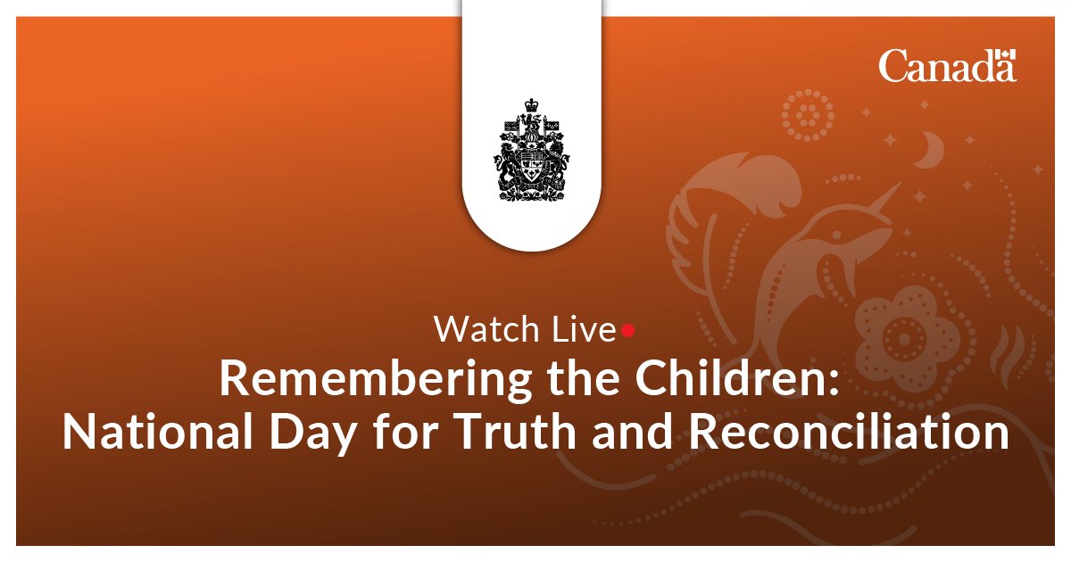 CanadianPM's tweet photo. Live from the National Day for Truth and Reconciliation commemorative gathering: Join us as we honour residential school Survivors, remember the children who never returned home, and reflect on the ongoing journey toward reconciliation: https://t.co/z1UxB2a9Gi https://t.co/gleUJ8p5vO
