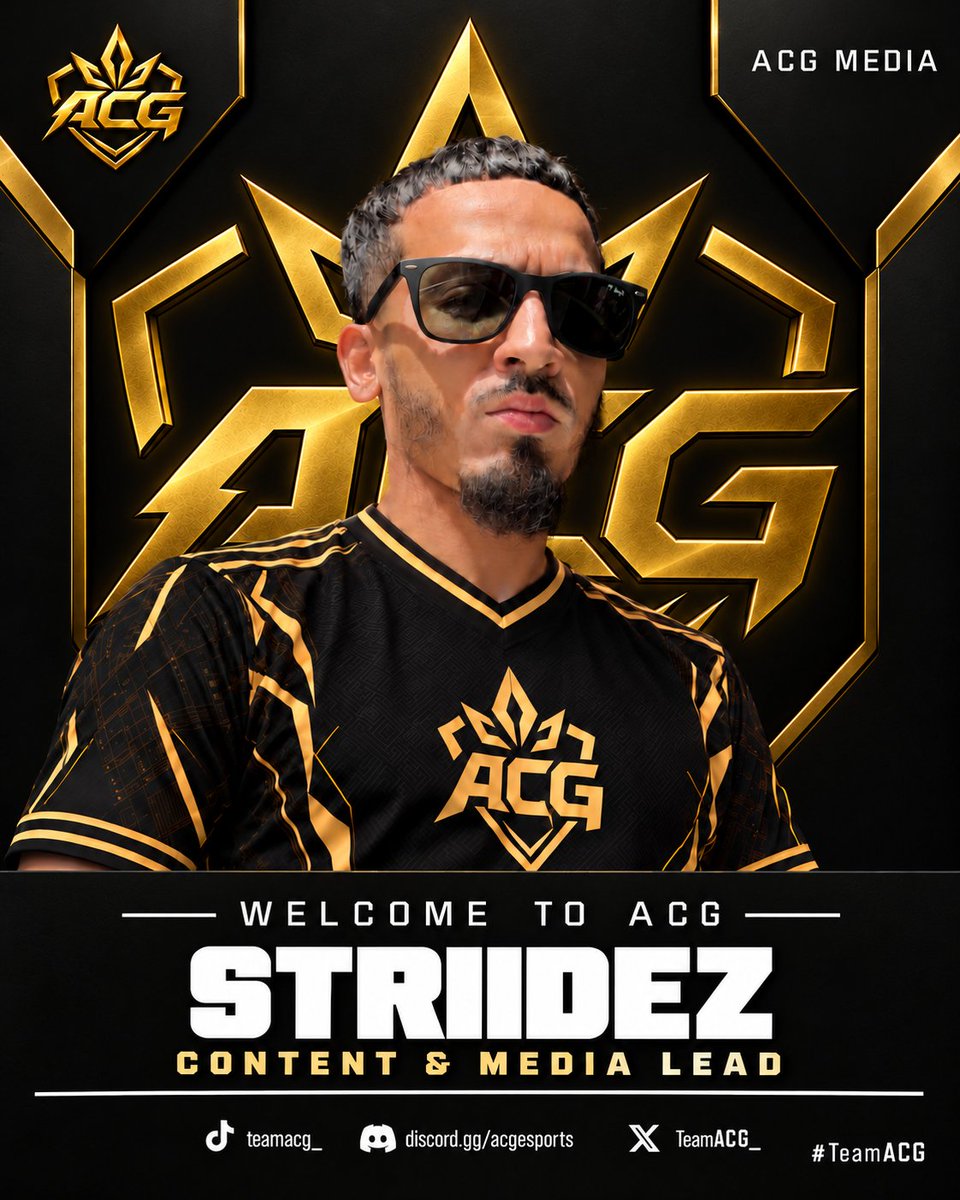 TeamACG_'s tweet photo. A major addition to ACG 💛🖤

We're proud to welcome Striidez as our Content &amp; Media Lead, taking charge of all ACG social channels and overseeing content across the organisation.

A huge part of our plans moving forward. Welcome to the team, Striidez.

#TeamACG https://t.co/yxCwJaBfam