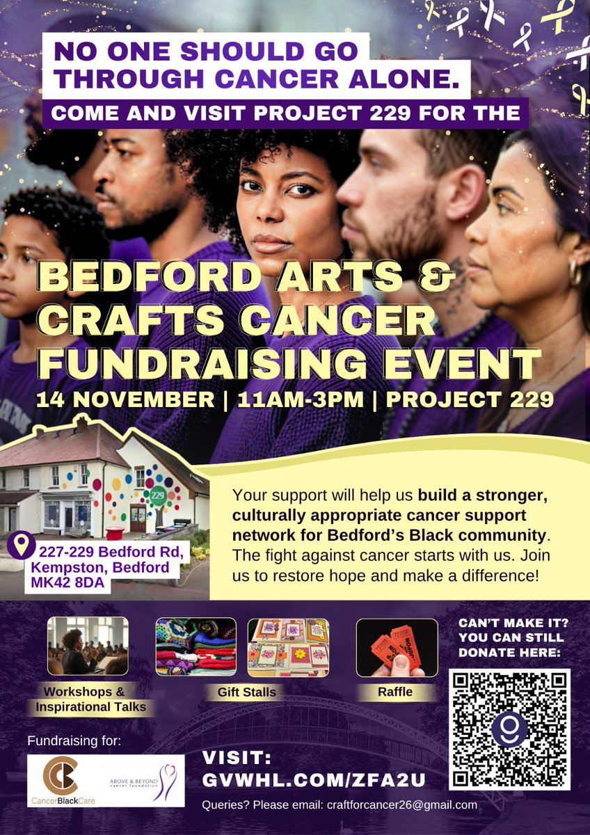 MinaLioness's tweet photo. My Aunty Joanne is hosting an Arts and Crafts fundraiser in Bedford for Cancer Black Care and Above &amp; Beyond Cancer Foundation charities.

She was diagnosed with stage 4 colon cancer in 2025, but she’s doing so well!

Please share, retweet and donate 💜

https://t.co/q97j14yzqa https://t.co/gT66kkPkeg