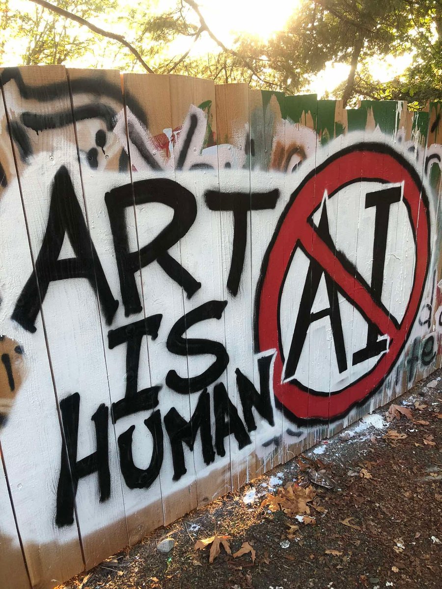 GraffitiRadical's tweet photo. "Art is Human"
Anti-AI mural seen in Denman Island, British Columbia https://t.co/xUQeh93mmk