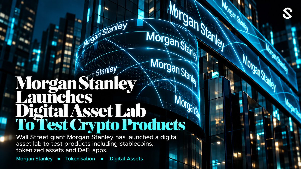 SLICERWA's tweet photo. Morgan Stanley is pushing deeper into digital assets.

The Wall Street bank has established a Digital Asset Lab where teams can test technologies including stablecoins, tokenisation, tokenised deposits, DeFi applications, CBDCs and tokenised money-market funds in an environment separated from its core production systems.

The significance goes beyond crypto trading. It gives Morgan Stanley a controlled setting to explore how blockchain infrastructure could ultimately be used across payments, settlement, investment products and capital markets without exposing its wider banking platform to early-stage technology risk.

Another sign that tokenisation is moving from experimentation toward the infrastructure of traditional finance.

#Tokenisation #DigitalAssets #Blockchain #MorganStanley #RWA