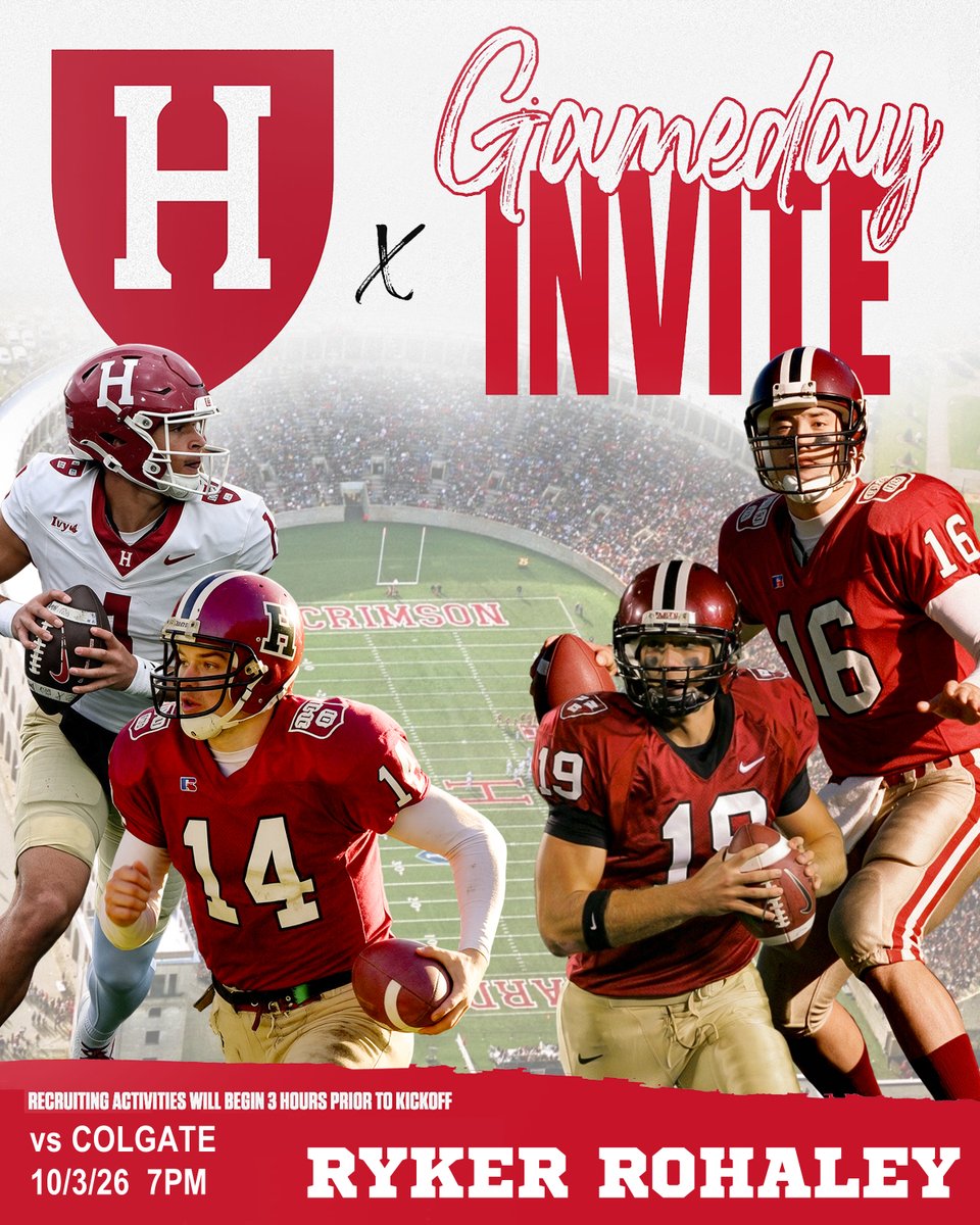 Ryker_Rohaley's tweet photo. Honored &amp; excited to get back to @HarvardFootball this weekend to watch them live. Thank you @Coach_Amakihe @MicFein @Coach_Aurich https://t.co/Ogp4kO8GhJ