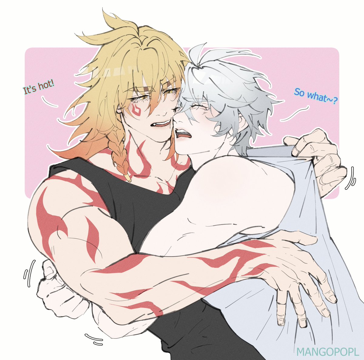 MangopopL's tweet photo. Too clingy to let go~   🧡🩵

#Phainon #Mydei #PhainonMydei #HonkaiStarRail https://t.co/Sd41VZZkQQ