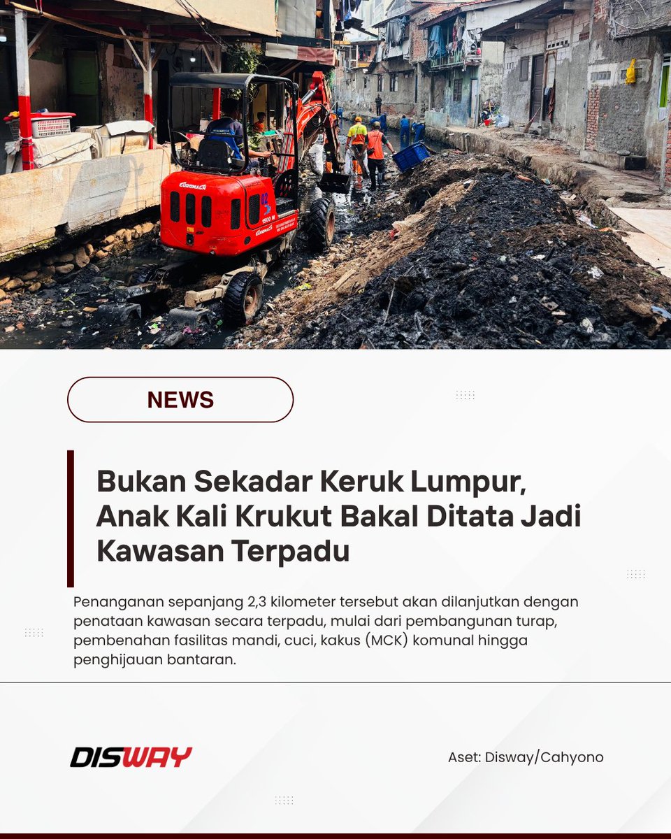 disway_update's tweet photo. Gubernur DKI Jakarta Pramono Anung mengatakan, penataan kawasan Anak Kali Krukut diperlukan agar upaya meningkatkan fungsi aliran air tidak berhenti pada pengerukan sedimentasi.

#AnakKaliKrukut #KawasanTerpadu #PemprovDKIJakarta #GubernurPramono #Disway https://t.co/kPnOpuLW1A