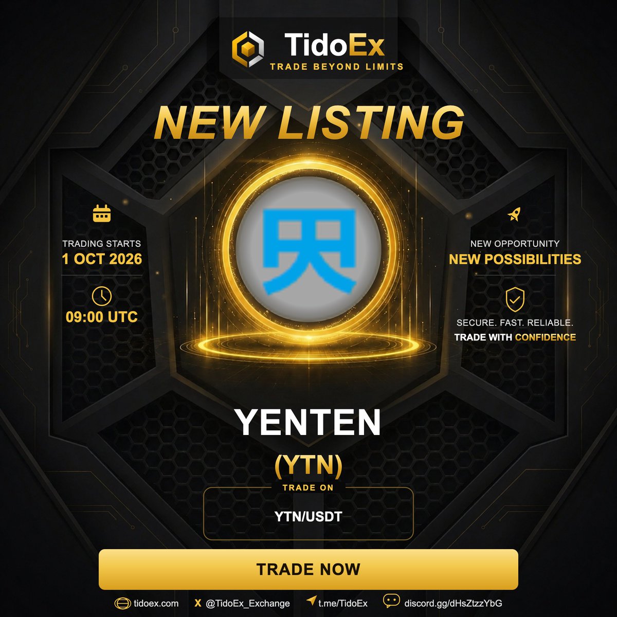 TidoEx_Exchange's tweet photo. Yenten ($YTN) is NOW LIVE on TidoEX! 🎉

Trade the OG CPU minable coin on YTN/USDT pair today!

Deposits and withdrawals are officially active. 💸💧

Earn Rewards: Add liquidity to our AMM pool to earn 60% of the trading fees while supporting the project!

🔗 Trade Now: https://t.co/C3YAcnmvpS
ℹ️ Learn More: https://t.co/FSZzXINl4y

 #YTN #Altcoin @yentencoin