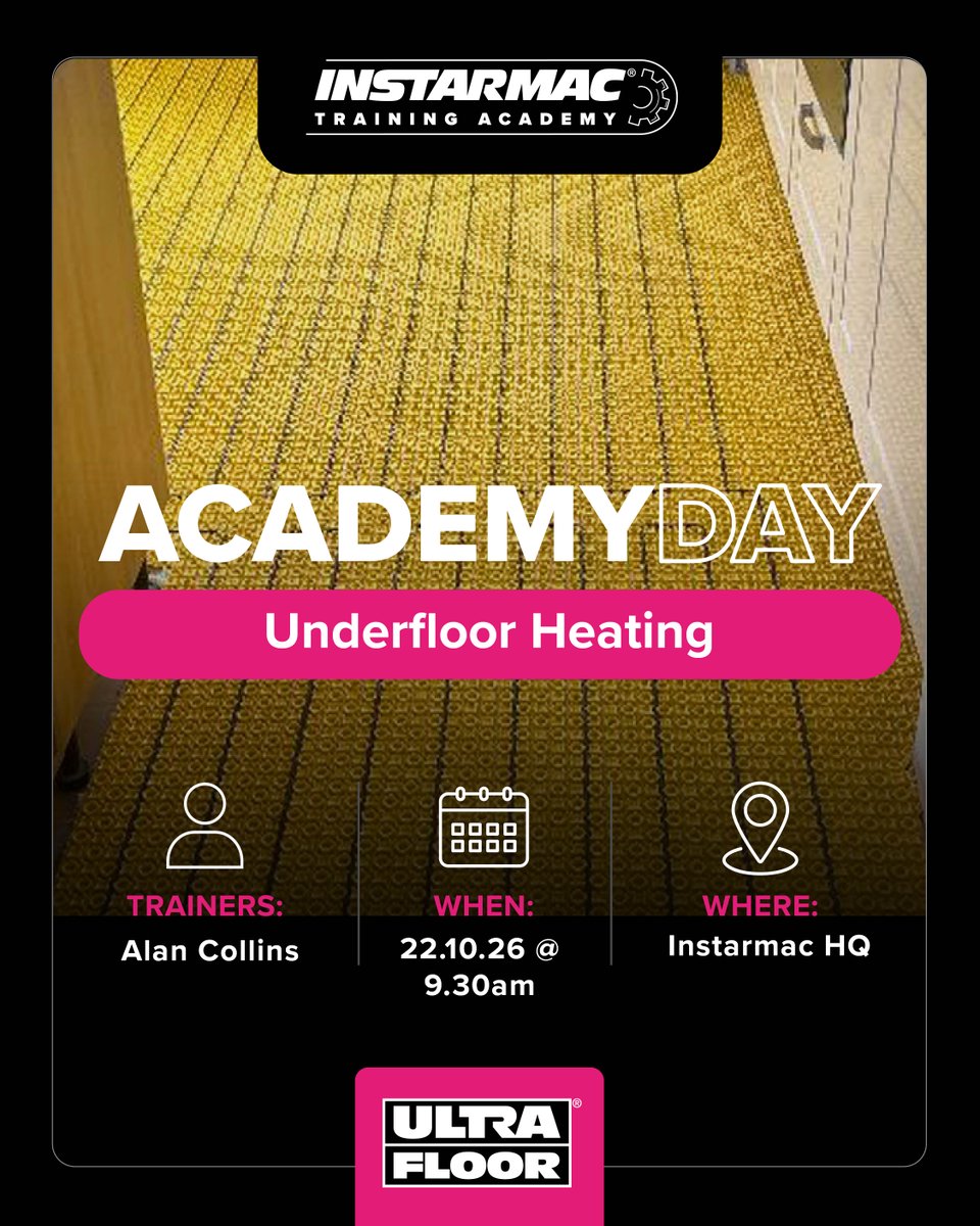 Instarmac_Tech's tweet photo. π₯ UNDERFLOOR HEATING: GET IT RIGHT FROM THE START!
π Book your place today: https://t.co/apwAppGtP5
#UltraFloor #UltraFloorAcademy #UnderfloorHeating #Flooring #FlooringTraining #FlooringProfessionals #FloorFitting #TrainingAcademy https://t.co/xhYE8gndEK