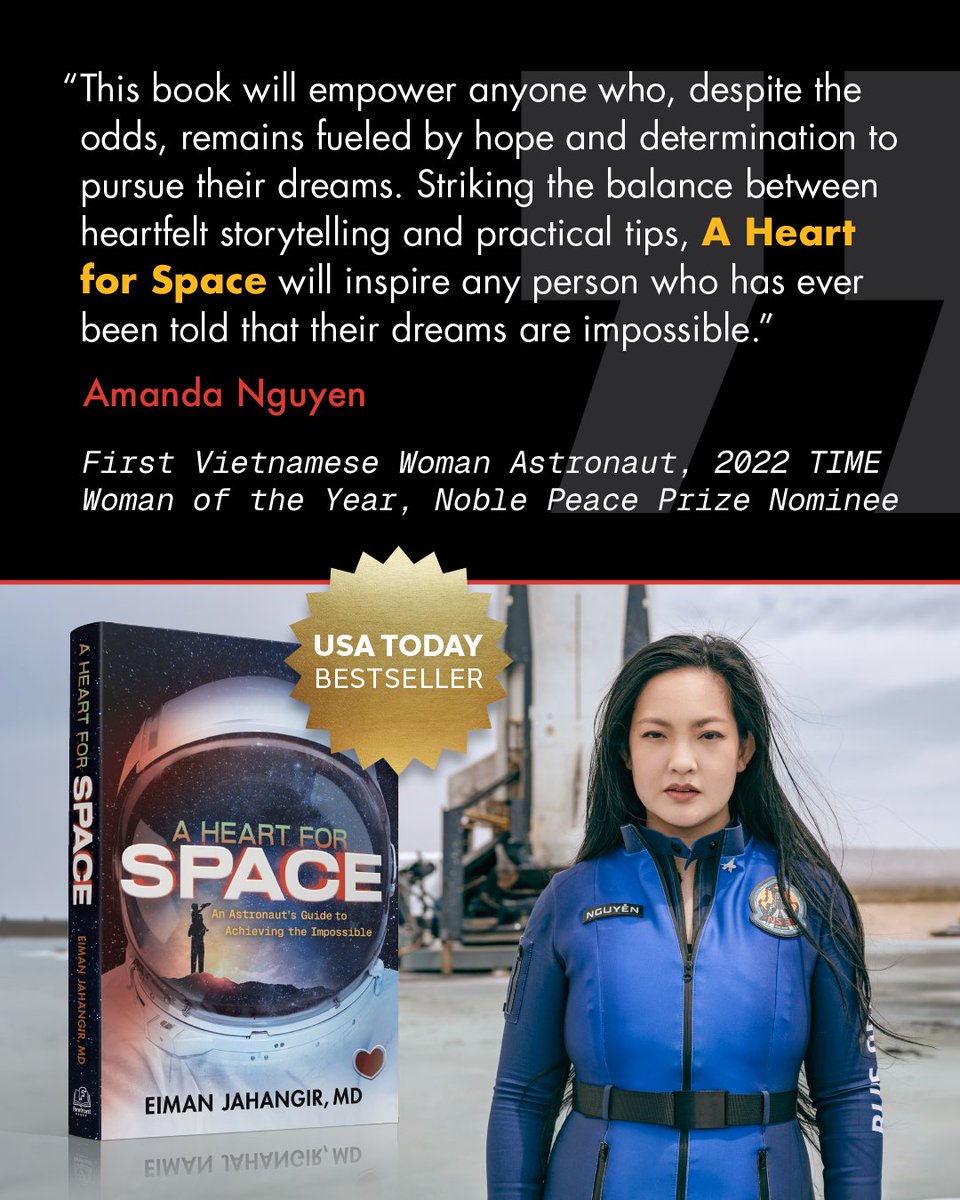 DrEJahangir's tweet photo. I’m deeply grateful to @AstroDocScott, Katya Echazarreta, @RichardGarriott, and @nguyen_amanda for their generous endorsements of my book.

Writing this book has given me the opportunity to reflect on the lessons, challenges, and experiences that have shaped my journey, and I’m so honored that these remarkable individuals chose to share their perspective on it.

Their words mean a great deal to me, and I hope the book continues to spark meaningful conversations about resilience, pursuing our dreams, and what it really takes to keep moving forward.
