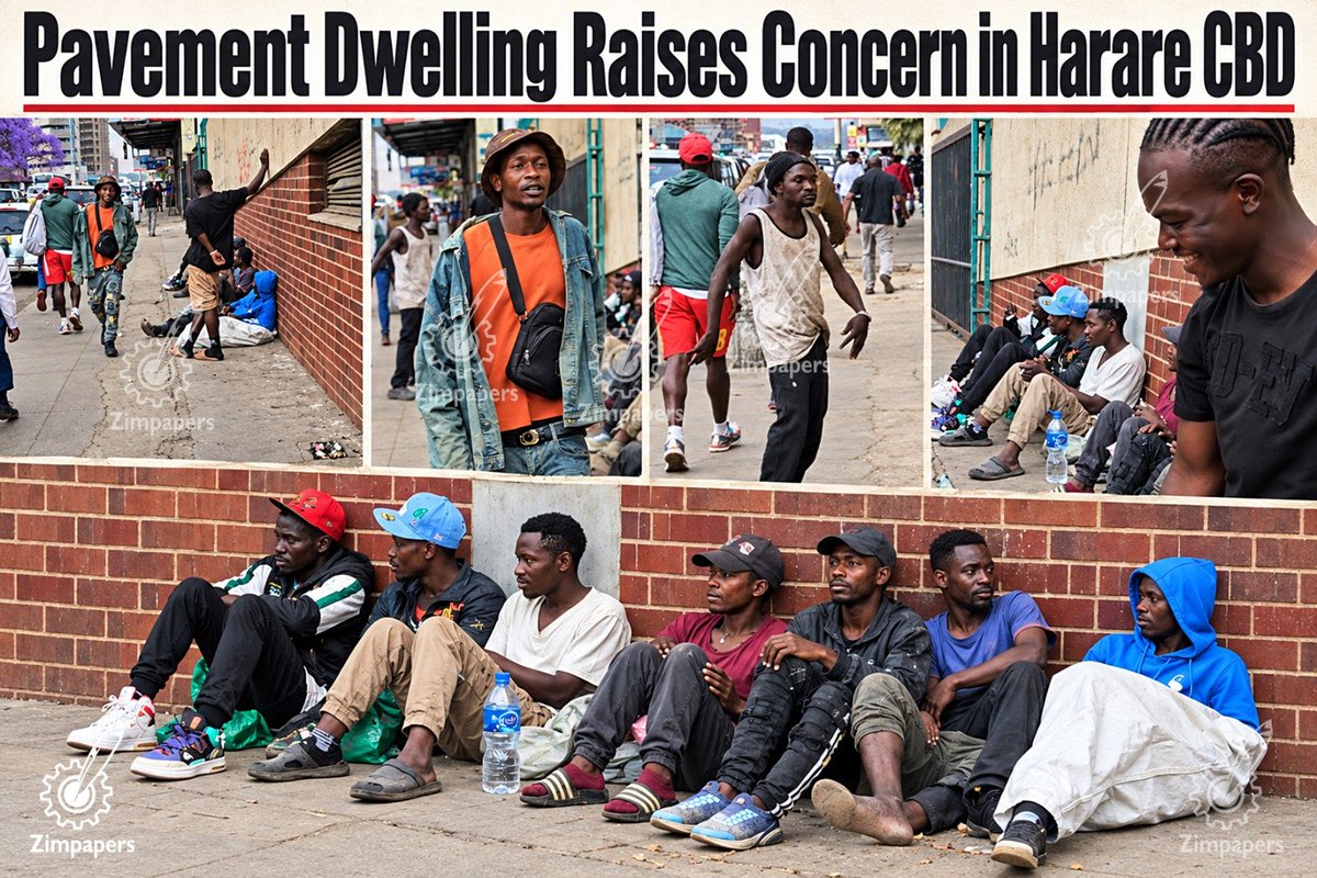 HeraldZimbabwe's tweet photo. PAVEMENT DWELLING RAISES CONCERN IN HARARE CBD

A group of homeless men has made this section of pavement at the corner of Sam Nujoma Street and Nelson Mandela Avenue in Harare their home, leaving the area littered every morning before wandering into the city centre and Africa Unity Square across the road.
The park has become their main source of water, with some of them often seen washing clothes and bathing there. 
Traders and pedestrians who use the busy route say the situation has become a cause for concern, with reports of harassment of pedestrians, especially women, during evening hours.
📸: Rungano W Gwanzura