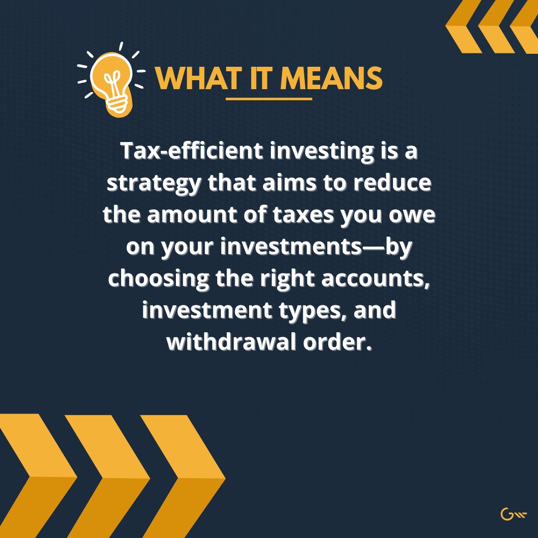 GatewoodWealth's tweet photo. 💡 This week's Fast Financial Focus: What Is Tax-Efficient Investing—and Why Should You Care?

Tax-efficient investing aims to reduce the taxes you owe on your investments by choosing the right accounts, investment types, and withdrawal order—because taxes can quietly erode your returns over time. It's like packing for a trip with airline baggage fees: organizing what goes in your carry-on, checked bag, or personal item helps you avoid the extra charges.

#FastFinancialFocus #GatewoodWealth #FinancialPlanning #WealthManagement #FinancialLiteracy #TaxEfficiency #TaxPlanning #AssetLocation #YearEndPlanning #TaxStrategy

Explore more financial insights on our blog: https://t.co/e8HjQSMlVi

Content in this material is for general information only and not intended to provide specific advice or recommendations for any individual.

This is a hypothetical example and is not representative of any specific investment. Your results may vary.
