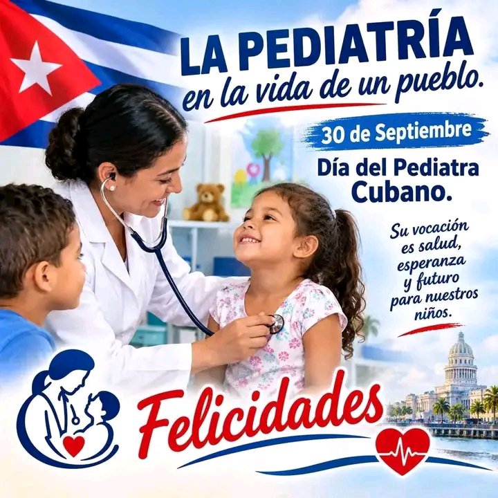 ThaliaAladro's tweet photo. Feliz día del pediatra cubano , cuidar a un niño es proteger una vida que comienza, una familia que espera y un futuro que pertenece a todos #CubaEstáFirme #CubaVencerá https://t.co/ArWk8D8wA8