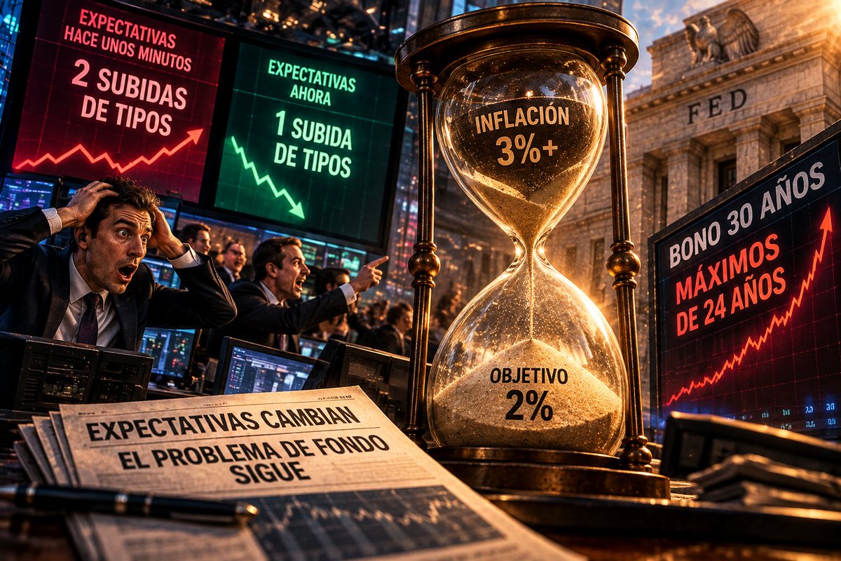 WStreet_Insider's tweet photo. La Fed puede esperar.

El mercado pasó en minutos de temer dos subidas de tipos a contemplar solo una.

Pero el bono a 30 años está en máximos de 24 años y la inflación sigue lejos del 2%.

Cambian las expectativas. El problema de fondo, no tanto.

#Inflación #Mercados https://t.co/wm2SlmcXCK