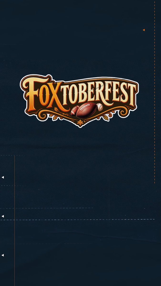 A decorative logo on a dark blue background reading "FOXTOBERFEST" styled in vintage typography with footballs integrated into the design.