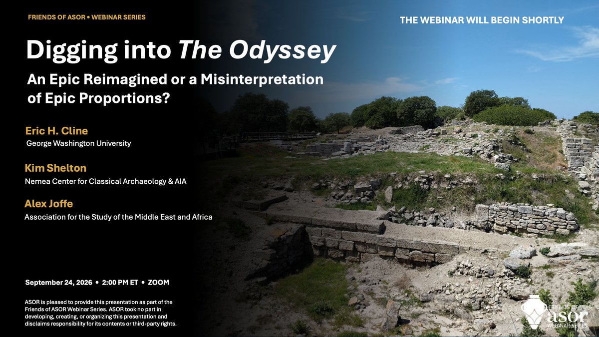 ASOResearch's tweet photo. Missed our webinar on The Odyssey? The recording is now available on YouTube!
 
Catch up on the full discussion of the 2026 adaptation and its portrayal of the ancient world here: https://t.co/Lsxj6ksRNa

#TheOdyssey #BronzeAge #Archaeology https://t.co/I4TaJN5Yn6