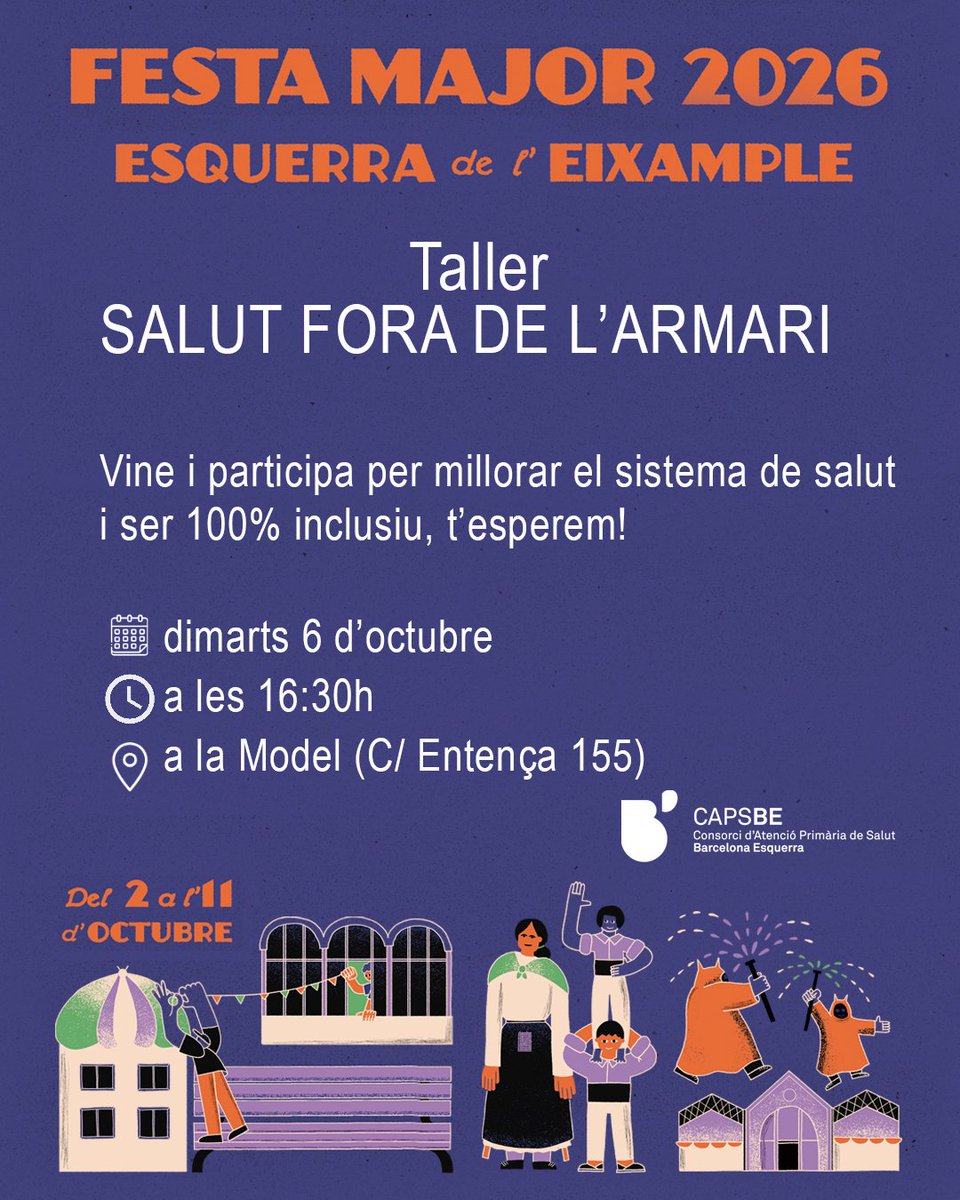 CAPSBEsq's tweet photo. El #CAPSBE participa amb tres activitats diferents a la #FestaMajorEsquerraEixample!
🏳️🌈 Salut Fora de l'Armari, a la Model (C/Entença 155)
❤ Passaport de Salut, al C/Comte Borrell, entre Rosselló i Provença
🍅🫑Aprèn sobre l'etiquetatge alimentari, a la FoodCoop BCN https://t.co/mEzkTqGrmg