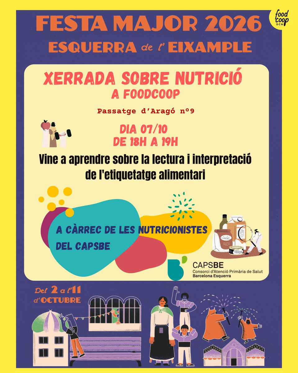 CAPSBEsq's tweet photo. El #CAPSBE participa amb tres activitats diferents a la #FestaMajorEsquerraEixample!
🏳️🌈 Salut Fora de l'Armari, a la Model (C/Entença 155)
❤ Passaport de Salut, al C/Comte Borrell, entre Rosselló i Provença
🍅🫑Aprèn sobre l'etiquetatge alimentari, a la FoodCoop BCN https://t.co/mEzkTqGrmg