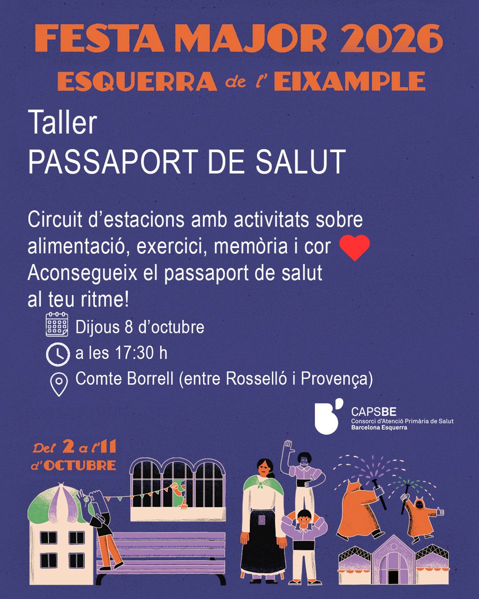CAPSBEsq's tweet photo. El #CAPSBE participa amb tres activitats diferents a la #FestaMajorEsquerraEixample!
🏳️🌈 Salut Fora de l'Armari, a la Model (C/Entença 155)
❤ Passaport de Salut, al C/Comte Borrell, entre Rosselló i Provença
🍅🫑Aprèn sobre l'etiquetatge alimentari, a la FoodCoop BCN https://t.co/mEzkTqGrmg