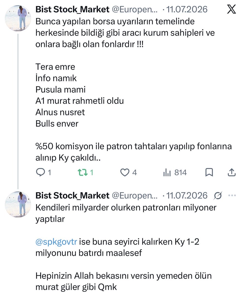 Bist_Stock's tweet photo. Zerre el koymalara üzülmüyorum 😡

Olan garibanlara oldu sıfırlandılar yılların birikimi hiç oldu kurumlara borçlanmalar inanılmaz !!!

Başta #spk sonra altta zamanında ismini yazdıklarım gün yüzü görmeyin… https://t.co/pZz5EkwTFi