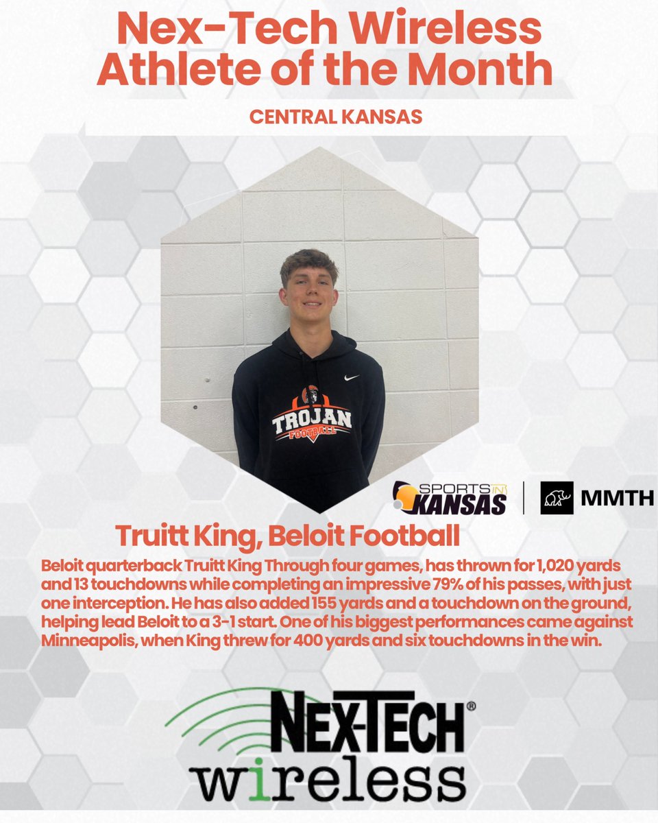 sportsinkansas's tweet photo. @nextechwireless Central Kansas Athlete of the Month, Truitt King from Beloit!
#sportsinkansas https://t.co/aWrSpMMAfL