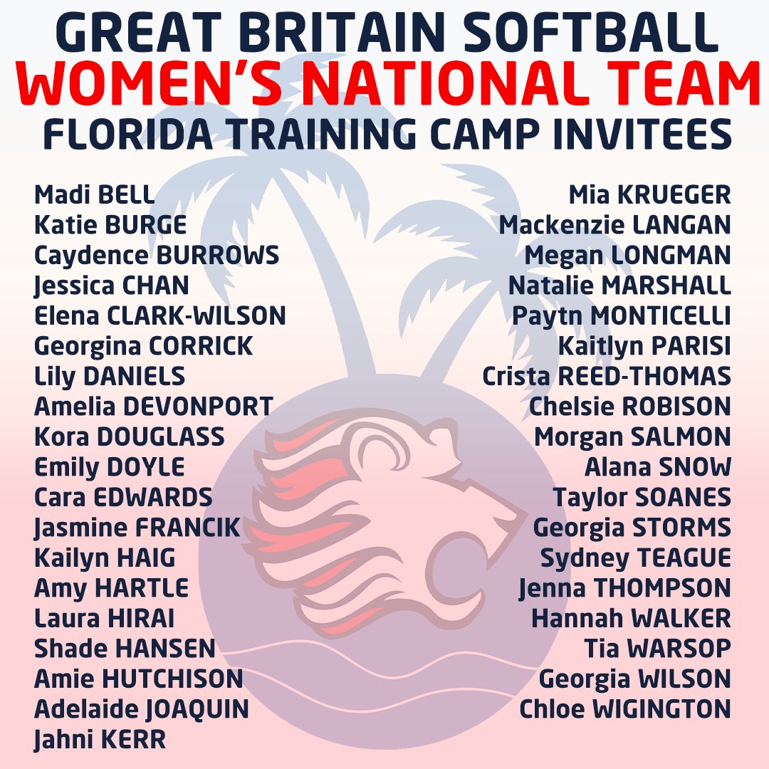 GBWomenSoftball's tweet photo. Great Britain's quest for Olympic Qualification starts in Florida
🌴🇬🇧🥎
37 athletes have been invited to Training Camp on the campus of @USFSoftball this December - the largest in programme history! Details in replies #WhyNotGB https://t.co/5lqXTAB6Gq
