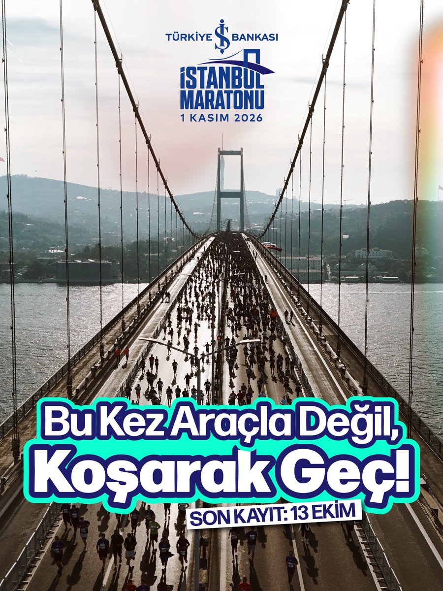 ibbsporistanbul's tweet photo. 🏃‍♀️ Bir adım Asya’da, bir adım Avrupa’da! 🌍

İstanbul’un iki kıtayı birbirine bağlayan özel parkurunda binlerce koşucuyla aynı heyecanı paylaşmaya hazır mısın? 🤩

Türkiye İş Bankası 48. İstanbul Maratonu için geri sayım başladı! ⏳

🗓️ Son kayıt tarihi 13 Ekim! 

1 Kasım’da start çizgisinde yerini almak için https://t.co/mTOppo6Wdc linke tıkla! 🔗

#Sporİstanbul #İstanbulMaratonu #İkiKıtaTekMaraton #Koşu #Maraton